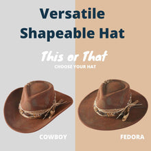 Vintage Feather Accent Wood Beaded Distressed Finish Band Rustic Cowgirl Western Fedora Hat