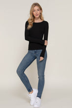 Black Long Sleeve Round Neck Double Layer Tee