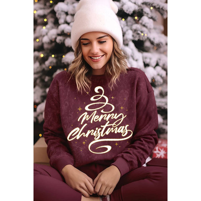 Mineral Burgundy Merry Christams Mineral Sweatshirts