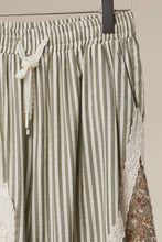Prairie Stripe Patchwork Wide Pants: SAGE