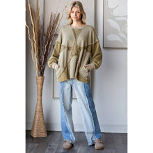 Olive Washed Star Patchwork Soft Oli+Hali Pullover