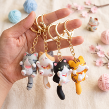 Cute Resin Cat Keychain & Dangling Tail Bag Charm