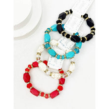Bold Stones and Beads Mixed Adjustable Stretch Bracelet: MIX COLOR / ONE(12)