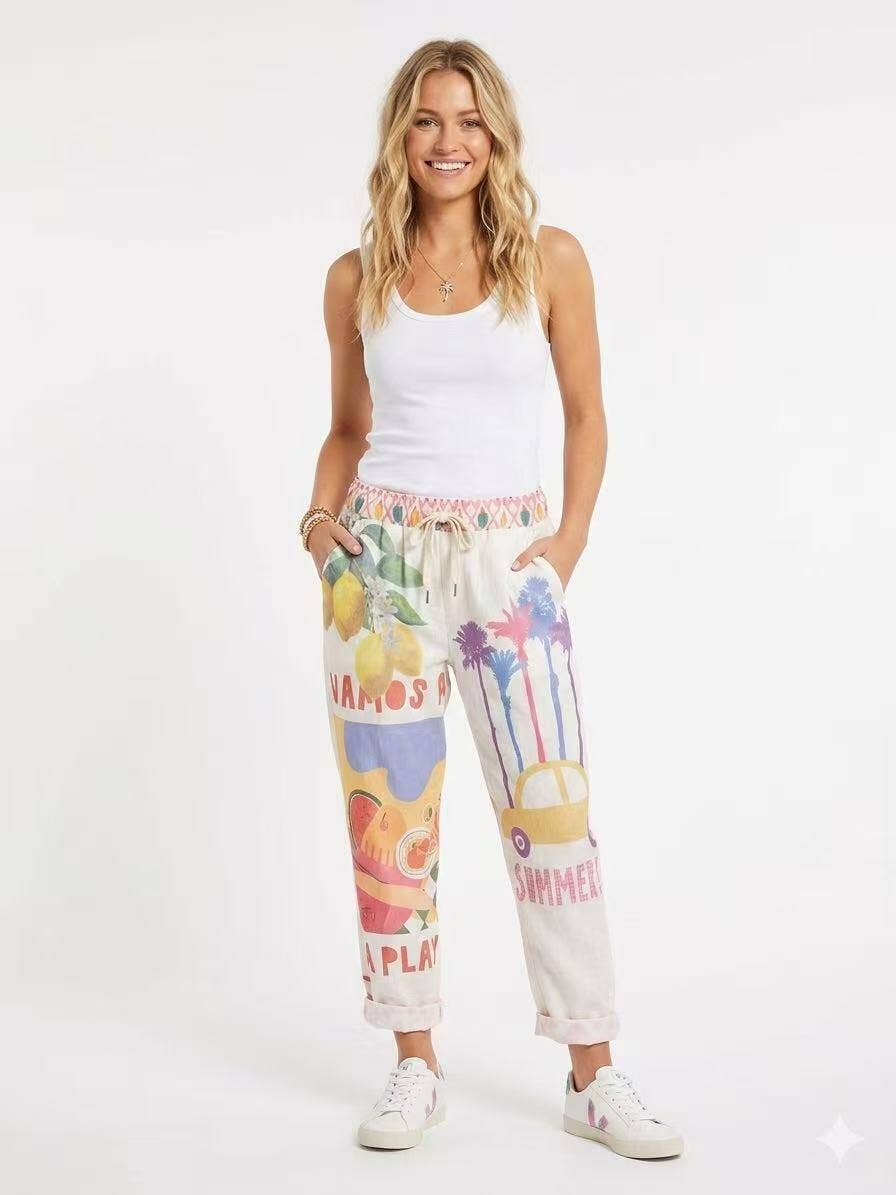Yellow Printed Pants