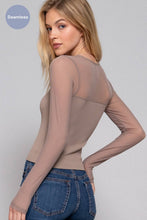 Mushroom Long Sleeve Round Neck Mesh Combination Seamless Top