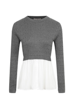 Charcoal Ligne Élégante Long Sleeve Top