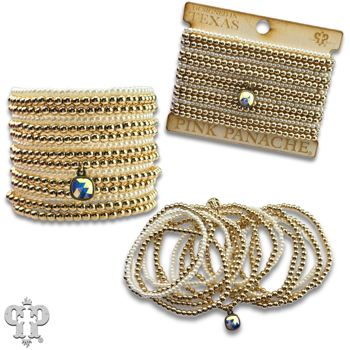 Silver Pearl bead bracelet with Austrian crystal