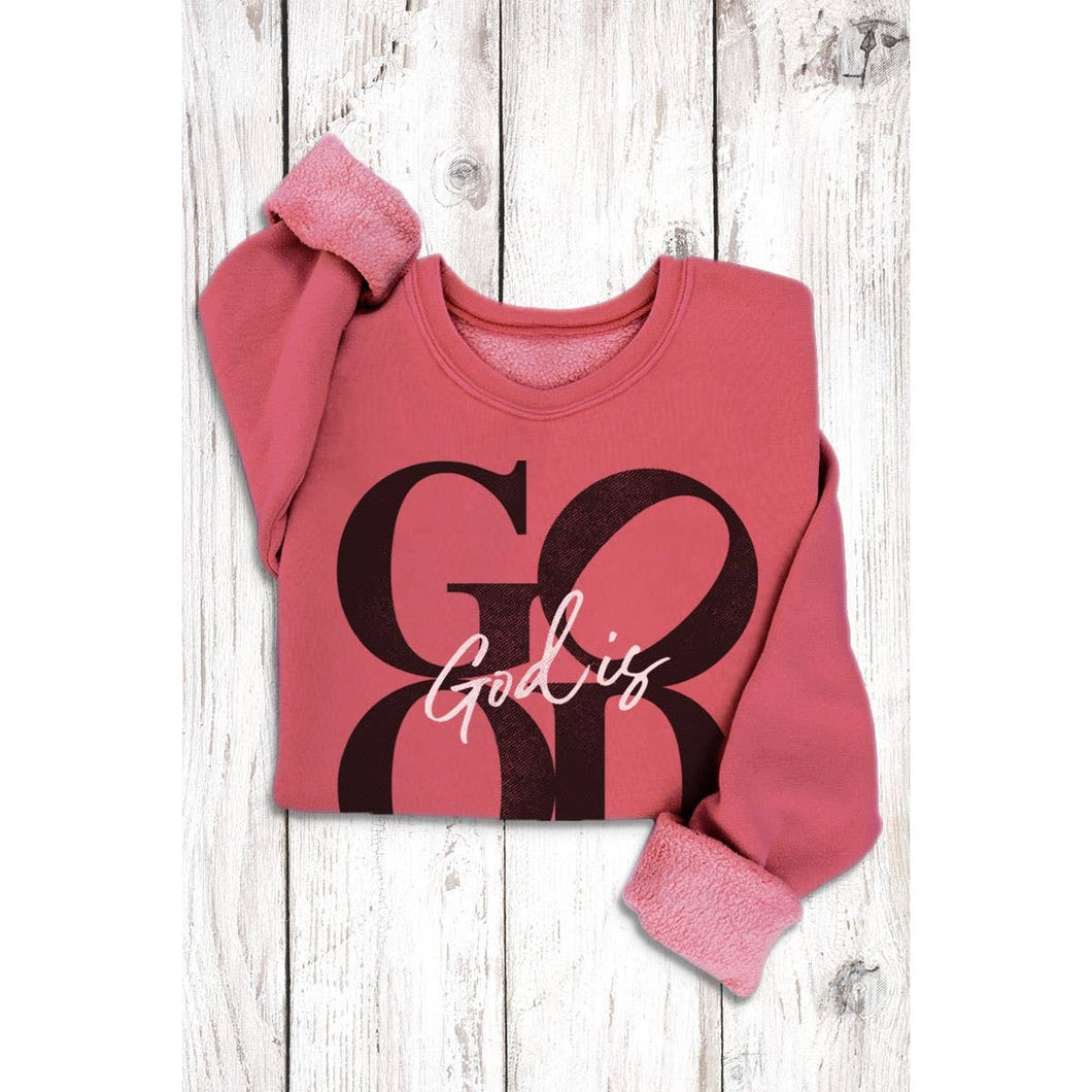 Mineral Sacarlette Red  God Is Good Graphic Sweatshirt