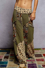 Olive Double gauze varied printed patchwork woven POL pants