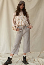 Lavender Solid Knit Cropped Drawstring Pocket Sweater Pants