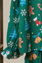 Green Floral Print Button-Up Cardigan Loungewear