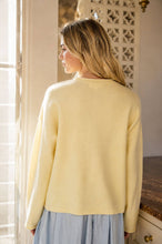 Butter Yellow Raw Rolled Edge Henley Relaxed Pullover