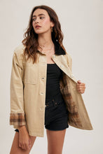 Beige Corduroy Button Down Barn Coat