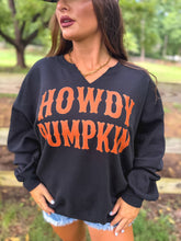 Black Howdy Pumpkin Split Neck Graphic Tee