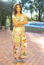 White Floral Umbrella Overalls in Upcycled Patchwork