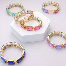 Multi Emerald Cut Stone Stretch Evening Bracelet