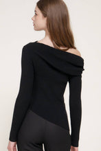 Black Long Sleeve Asymmetric Gathered Sweater
