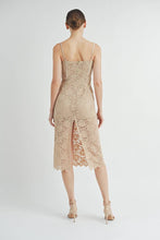 Nude Corset Lace Bustier Midi Dress