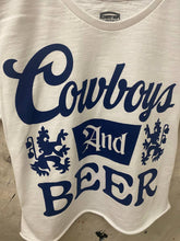 White Cowboys and Beer Logo Baby doll crop tee