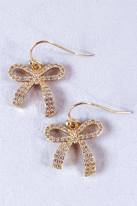 Rhinestone Bow Dangle Earrings EG4