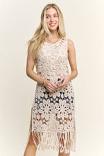 Beige Sleeveless Crochet Cover-Up Tunic