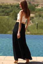 Black Lace Sides Wide Leg Pants