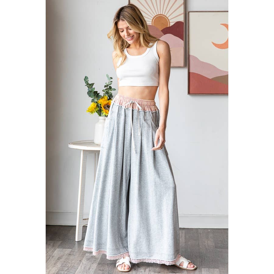 Heather Grey Washed Wide Leg Oli+Hali Pants