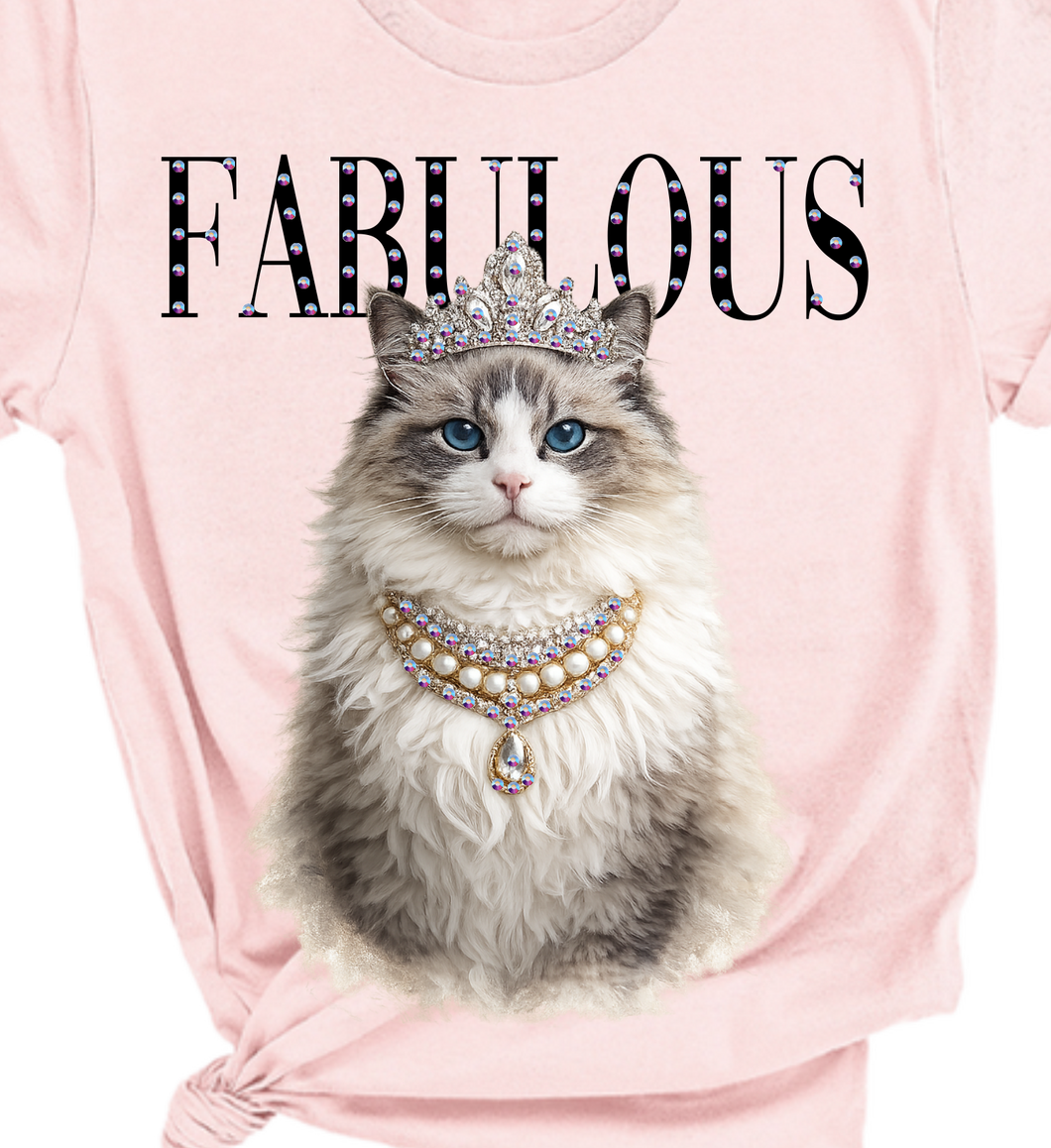 Felina Fabulous Glam Cat Rhinestone Graphic Tee