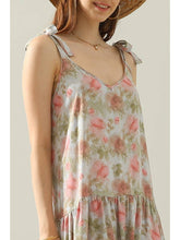 Mauve Floral Strap Tie Sleeveless Dress