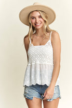 White Crochet V Neck Tank Top
