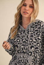 Grey Leopard Front Pocket Hoodie