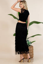 Black Fringe Skirt-Western Fringed Piñata Midi Skirt