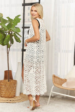 White Long Crochet Sleeveless Cardigan Vest