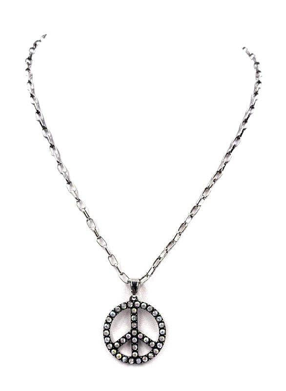 Aurora Western Stone Bubble Peace Sign Necklace