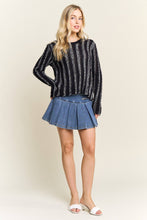 Black Vertical Textured Stripe Sweater