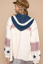 Indigo Multi Balloon sleeve patch detail hooded zip up POL Jacket