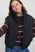 Black Sculpted Panel Quilted Mock Neck Puffer Vest