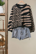 Black Multi Mixed Animal Print Knit Sweater