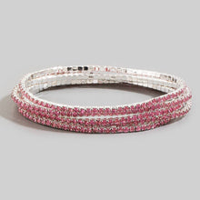 Silver Five Piece Rhinestone Stretch Bracelet Set