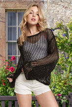 Black Sequins Accent Crochet Cover Up