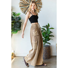 Coffee Washed 3D Pocket Slouchy Wide Leg Oli+Hali Pants