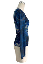 Navy Sheer Floral Print Long Sleeve Top