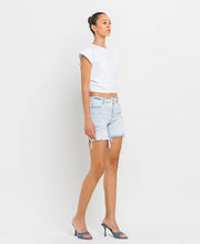 Appreciation Mid Rise Distressed Stretch Vervet Shorts