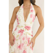 Pink Halter Ruffle Elegance Maxi Dress