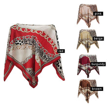 Brown Leopard Chain Print Scarf Poncho