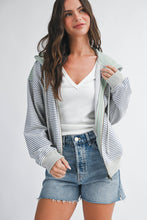 Blue Striped Zip Hoodie