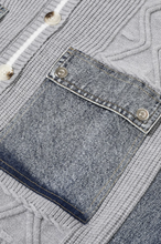 Grey Denim Knit Sweater with Denim Contrast