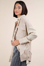 Taupe Mineral Washed Oversized Gauze Shacket Jacket