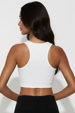 White Sheer Mesh Panel Crop Tank Top