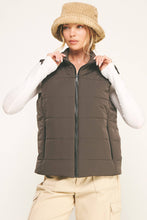Grey Contrast Zip Cropped Puffer Vest